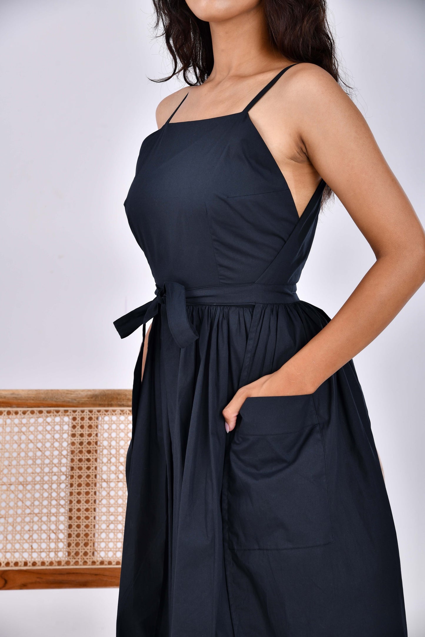 Sahara Dawn – Black Belted Midi Dress