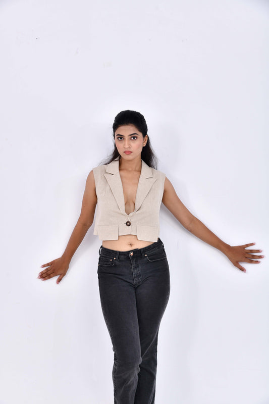 Canyon – Linen-Textured Short Waistcoat