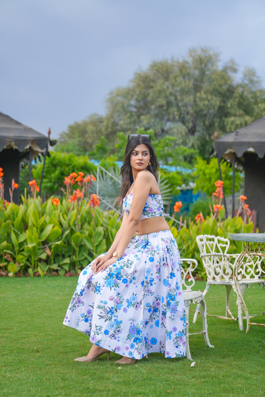 Posy – White Floral Skirt And Top