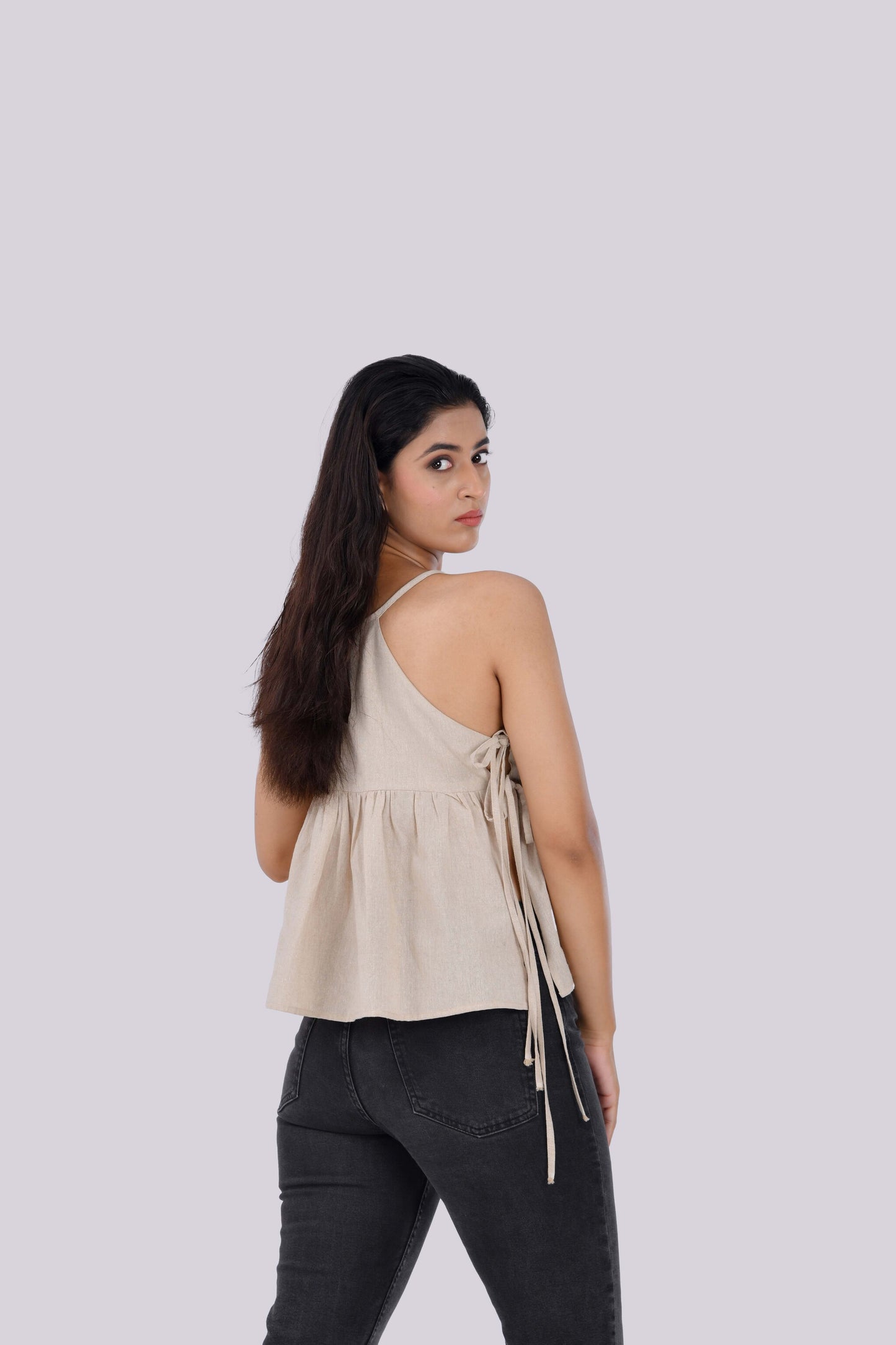 Sandstone – Linen Minimalist Strappy Top