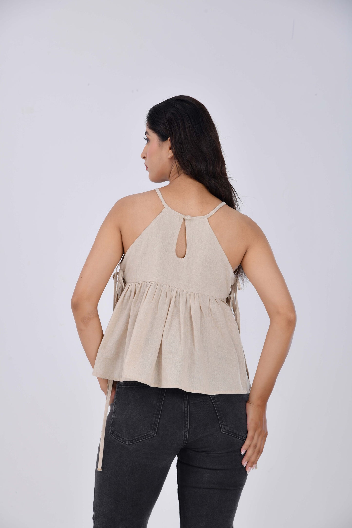 Sandstone – Linen Minimalist Strappy Top