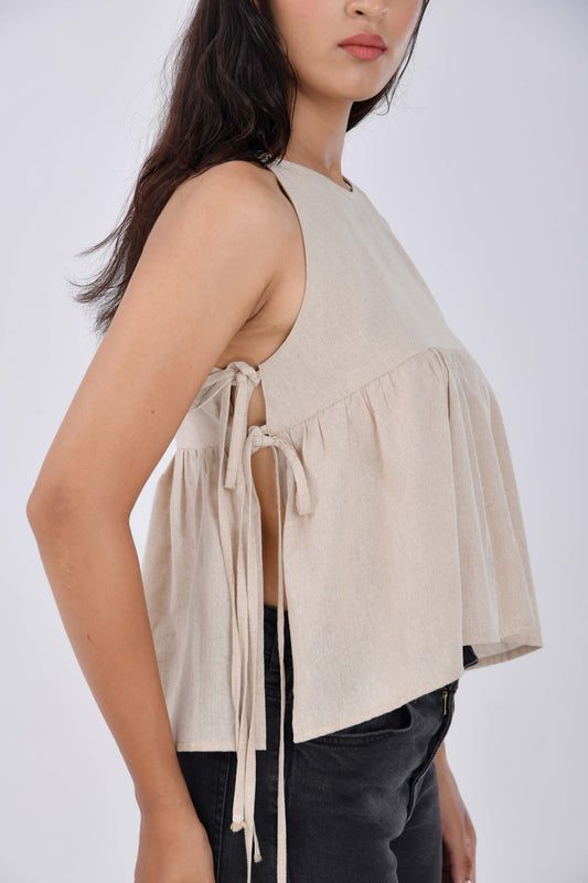 Sandstone – Linen Minimalist Strappy Top