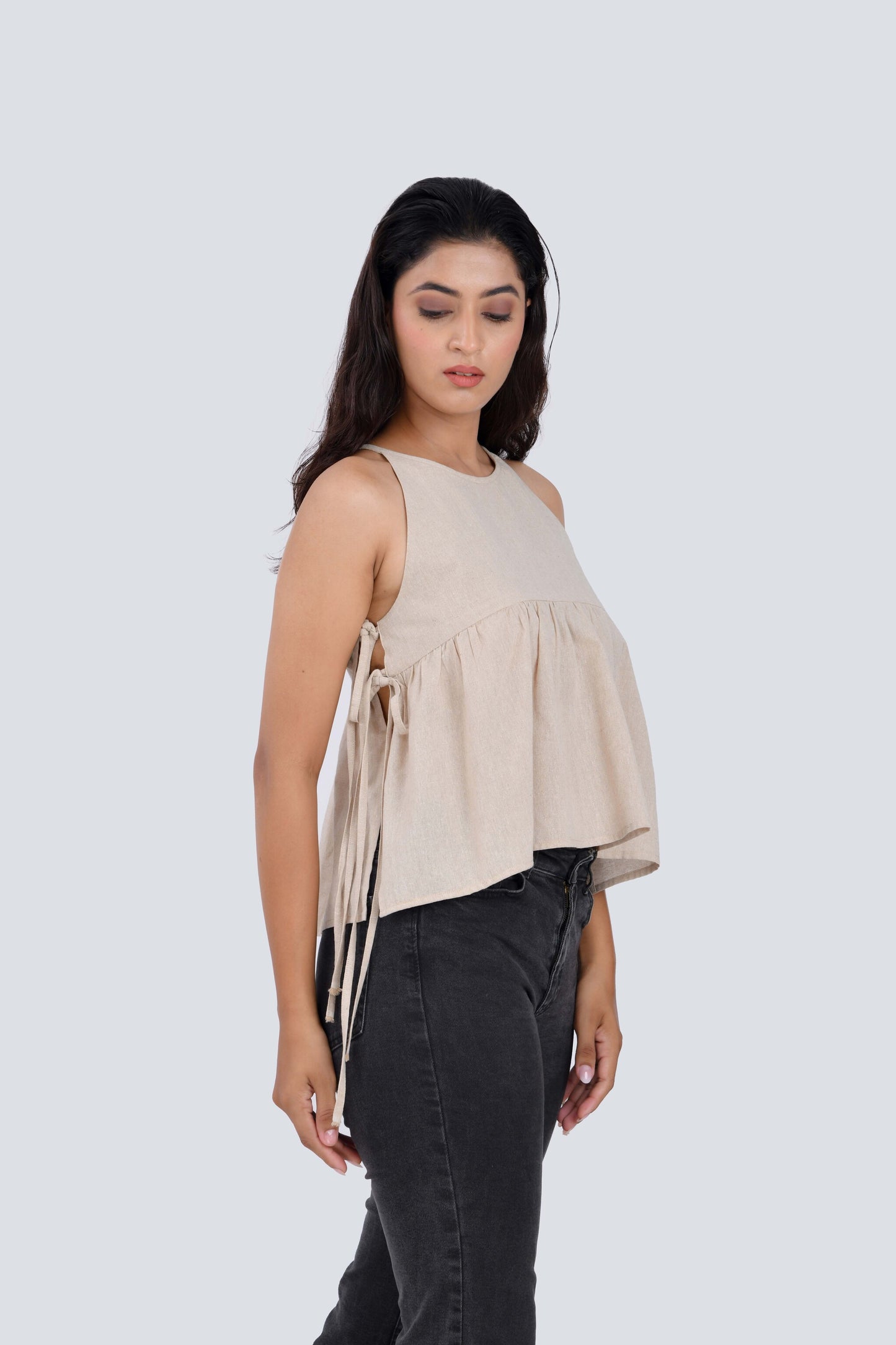 Sandstone – Linen Minimalist Strappy Top