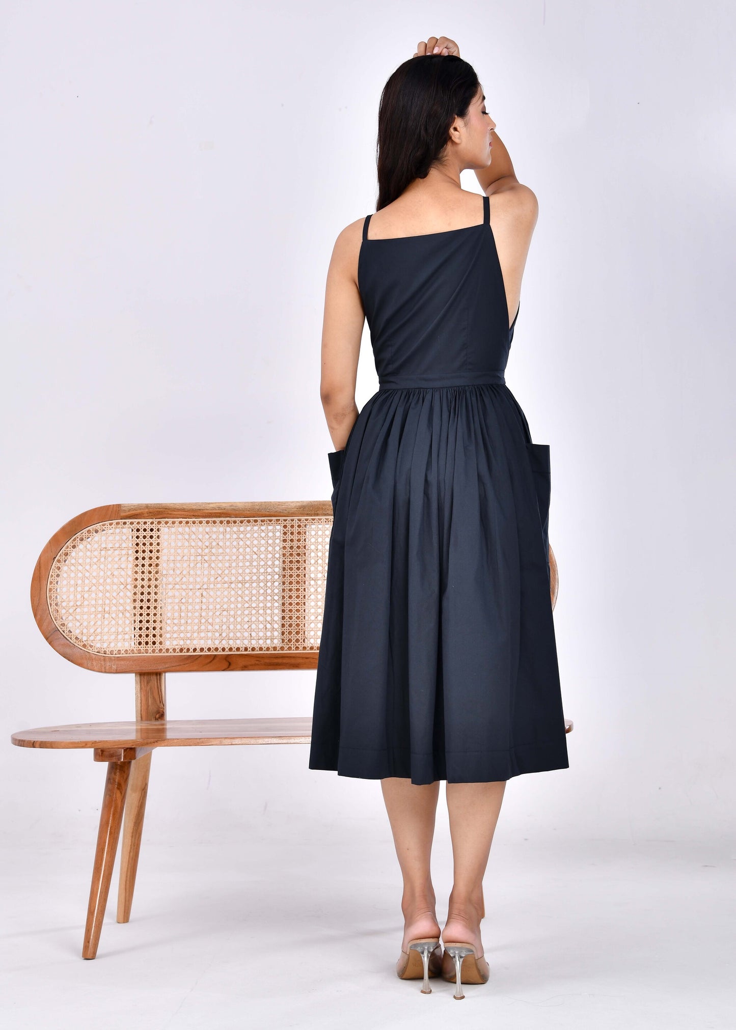 Sahara Dawn – Black Belted Midi Dress