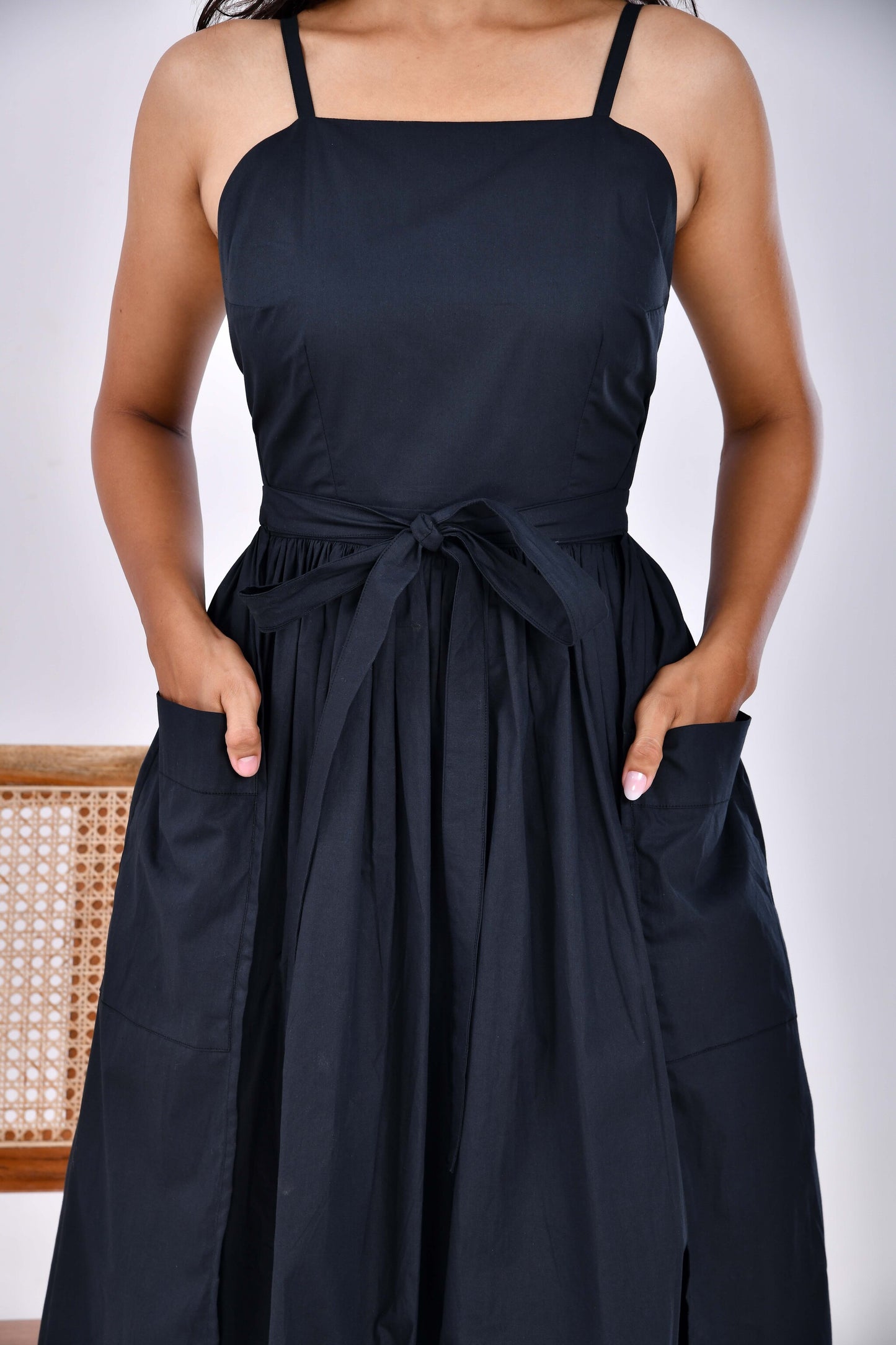 Sahara Dawn – Black Belted Midi Dress