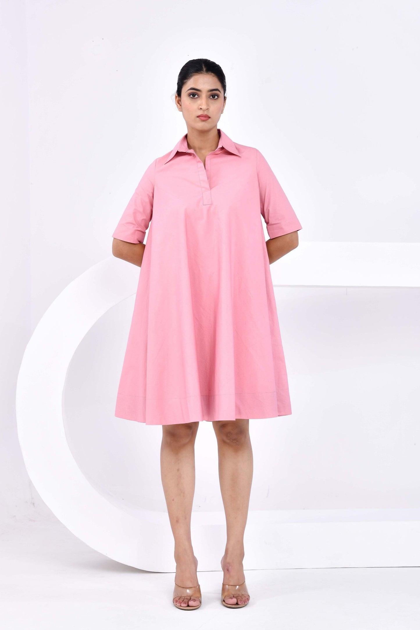 Amber Glow – Circular Tunic Midi Dress