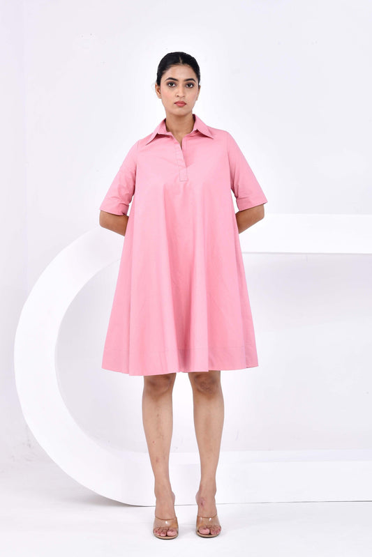 Amber Glow – Circular Tunic Midi Dress