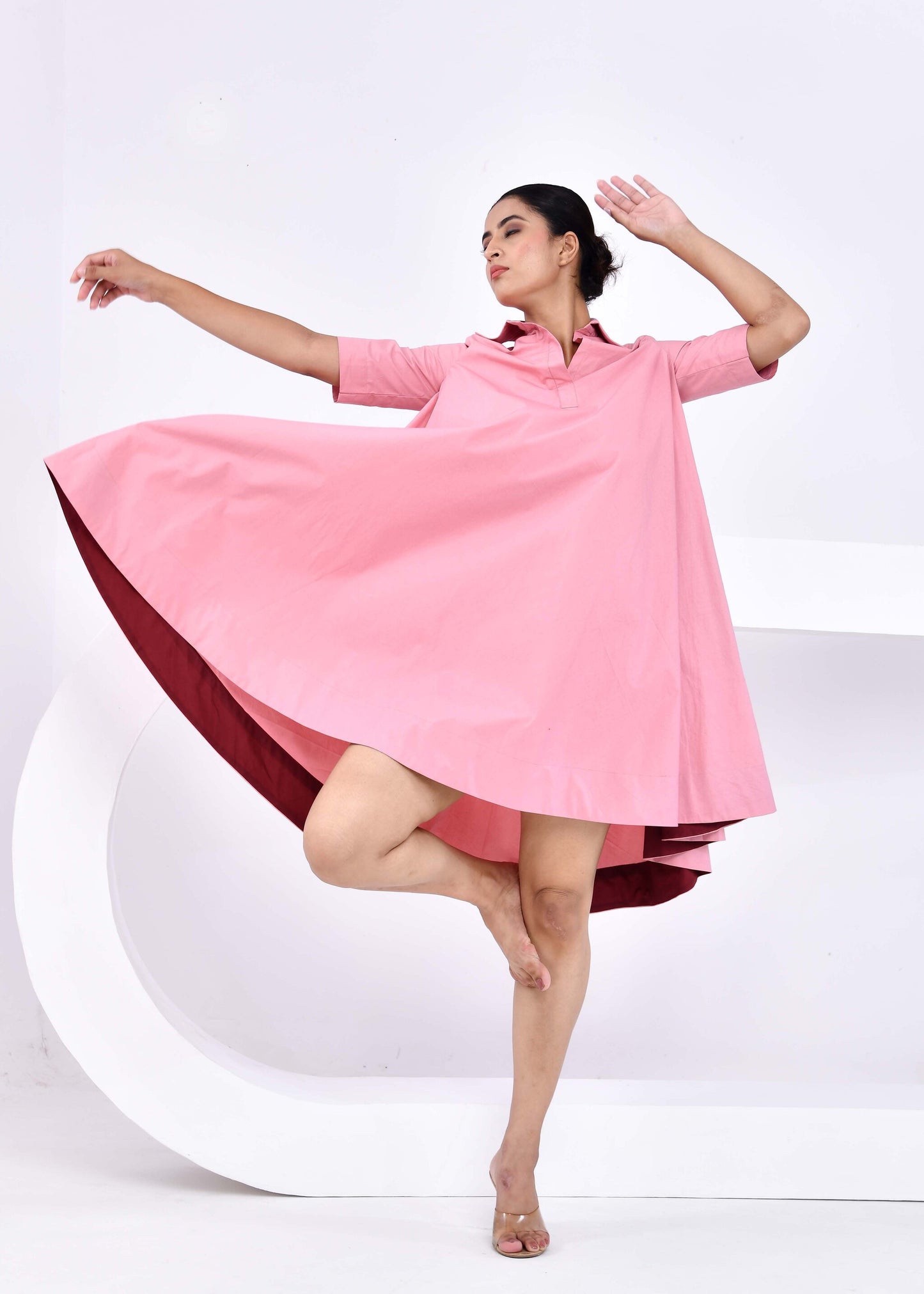 Amber Glow – Circular Tunic Midi Dress