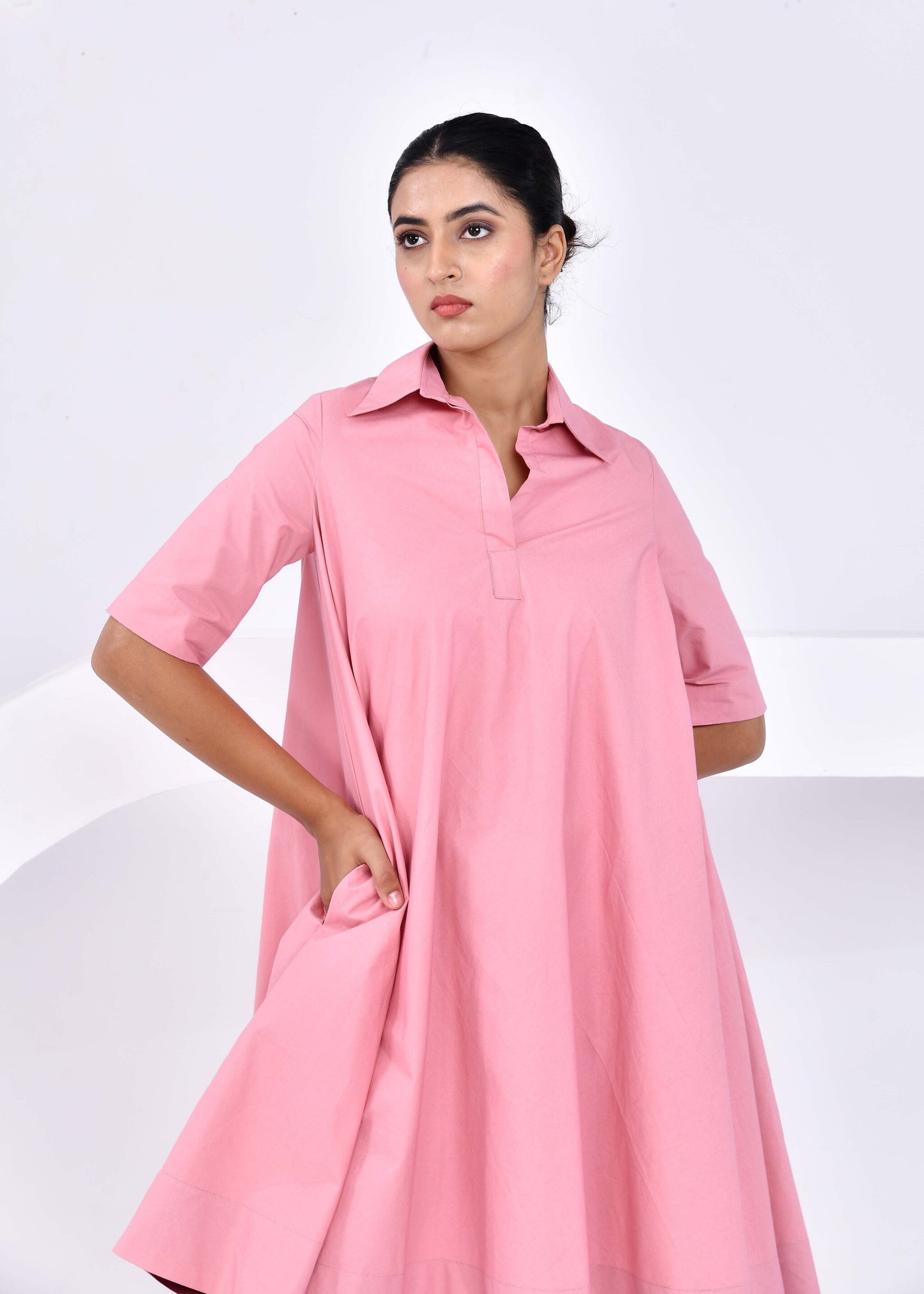 Amber Glow – Circular Tunic Midi Dress