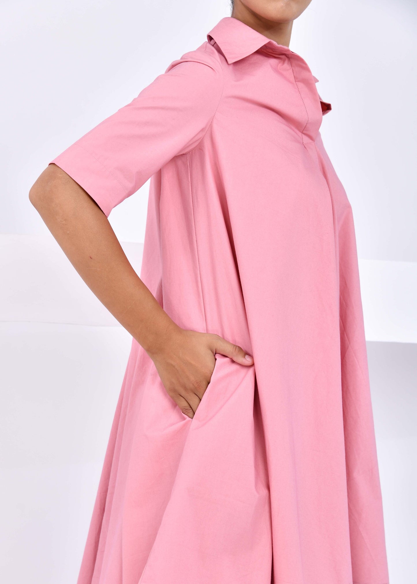 Amber Glow – Circular Tunic Midi Dress