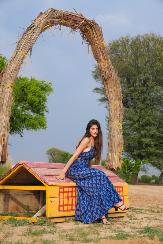 Blue Boteh – Tie-Up Maxi Dress