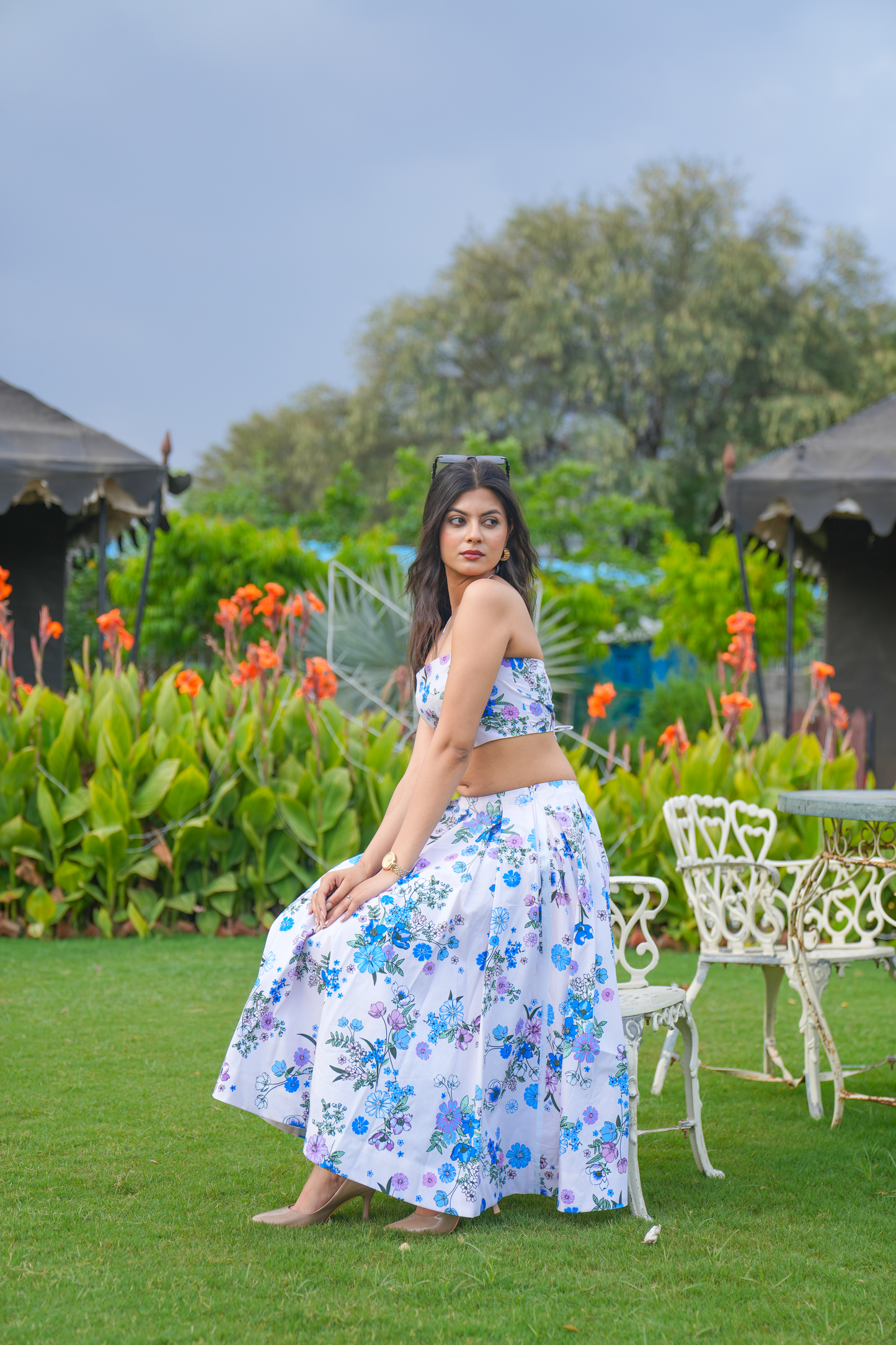 Posy – White Floral Skirt And Top